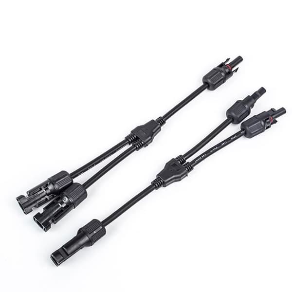 1 par \"Y\" kabel solcelleforbindere (1 til 2 ben) - MC4 vandtæt solcelleforbinder (FMY) Black