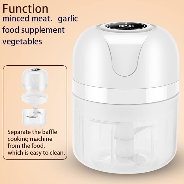 250ml+100ml Elektrisk Multihakker Kjøkkenhakker Mini Hvitløkshakker Fruktløk Cutter