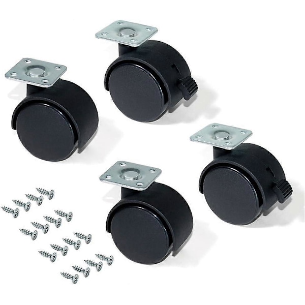Sarja 4 kpl kääntyviä pyöriä 50 mm kiinnityslevyllä/kuulalaakereilla Musta (LGL)