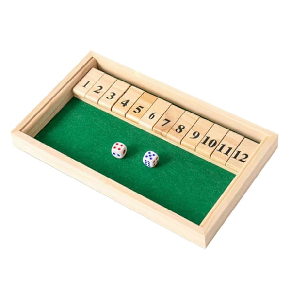 Shut The Box-spel, Trä Tärningsspel för Matematik för Barn & Vuxna, 12 Nummer, 2 Tärningar, 2+ Spelare, Kul för Spelkvällar & Resor LGL Large