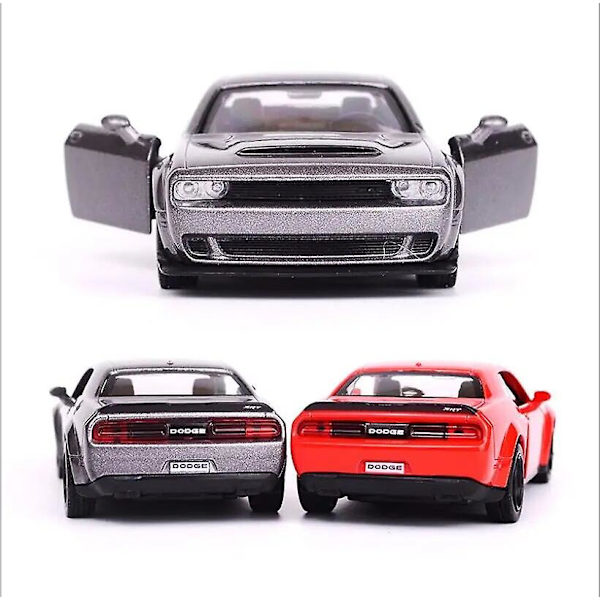 1:36 Dodge Challenger -seosauto, uusi urheiluauto, metallivaluauto, vetämällä toimiva leluauto, lahja pojille, lapsille, leluauto A141 GRAY