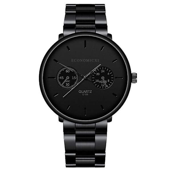 Herre Business Rustfritt Stål Rem, Luksus Quartz Armbåndsur LGL black black