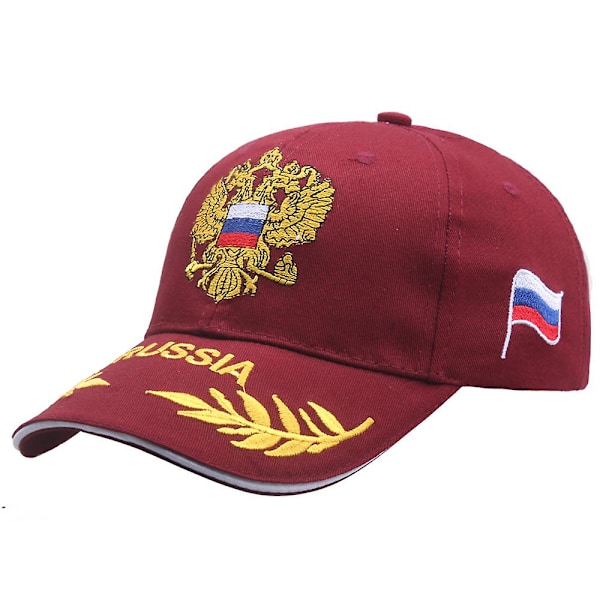 Ryssland Emblem Basebollkepsar Unisex Brev Broderi Bomull Snapback (LGL) Burgundy Adjustable