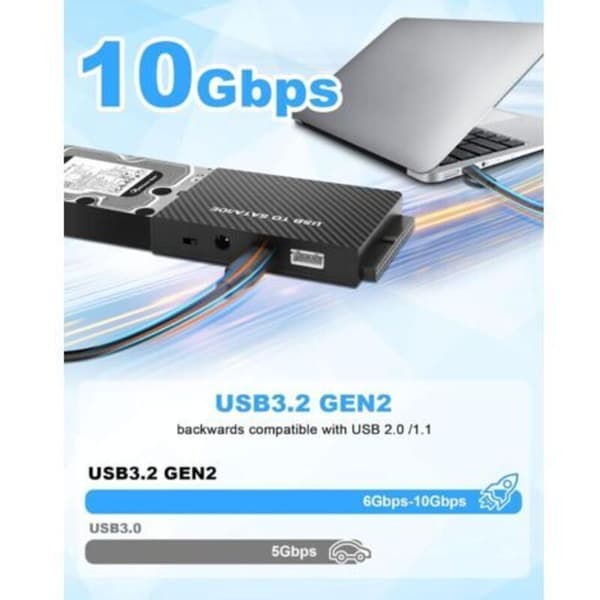 SATA til USB 3.0-kabel, USB SA TA-adapter til 2,5\"/3,5\" HDD/SSD, med 12V 2A strømforsyning, USB C-adapterkabler til Mac OS/Linux/Windows (IDE（LGL）