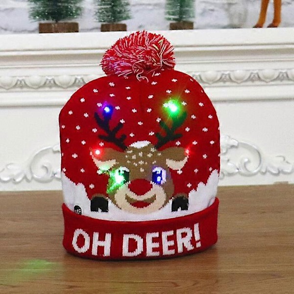 LED Lysende Strikket Grim Jule Sweater Julehat (LGL)