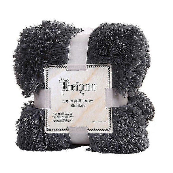 80x120cm Blød Fluffy Shaggy Varm Senge Sofa Sengetæppe Sengetøj Lagen Kastetæppe Qinhai-Høj Kvalitet LGL Dark Grey
