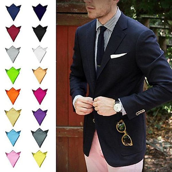 Herrsiden Satin Solid Plain Color Näsduk Hanky Näsduk Fyrkantig Näsduk För Bröllopsfest