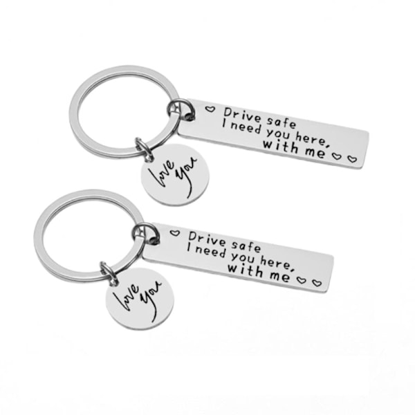 Avaimenperä \"Aja varovasti\" ruostumaton teräs Hopea (LGL) 2-pack 2-pak