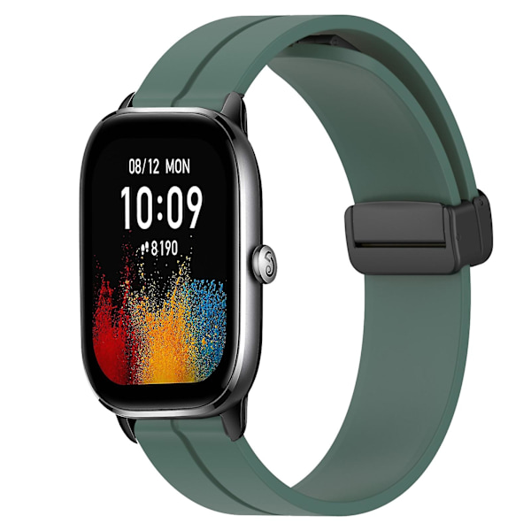 Magnetisk Spænde Silikon Urrem Til Amazfit Gts 4 Olive Green