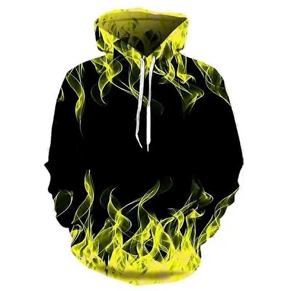 Ny Fargerik Flamme Hettegenser 3D Sweatshirt Menn Hettegenser Genser Høst og Vinter Jakke Herreklær Morsom Jakke Svarte Hettegensere Topp LGL WY090927 L