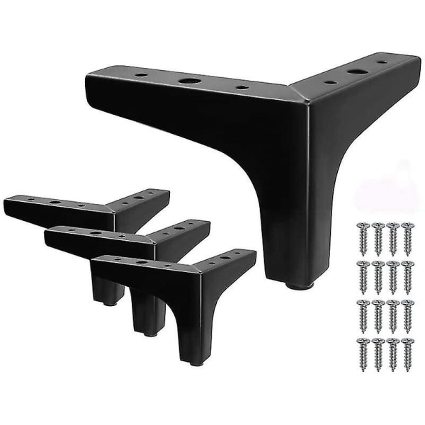 Set med 4 svarta metalltriangelsängben för självmöbler soffben - 10 cm (LG)