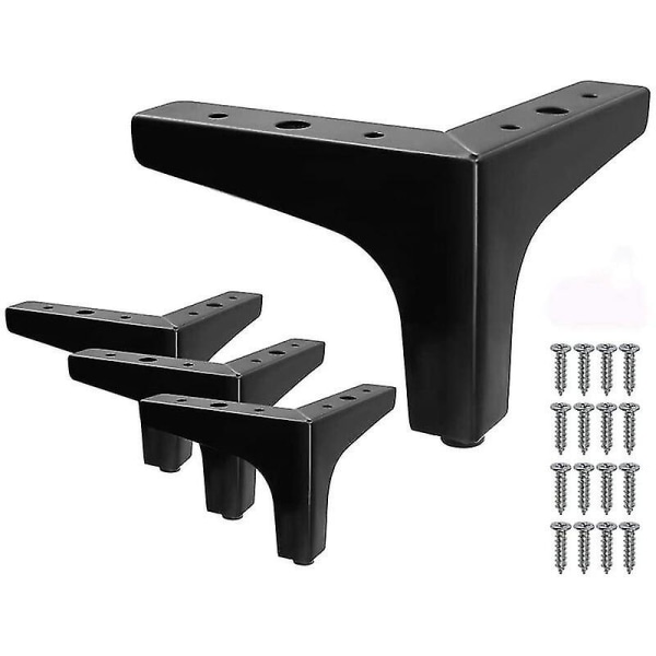 Sett med 4 svarte metalltriangel sengben DIY møbel sofaben - 10cm  (LG)