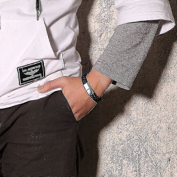 Medicinskt ID-armband för män, flätat läderarmband med spänne, Diabetes COPD Alzheimer, personliga smycken - Excellent LGL Warfarin 19.5cm