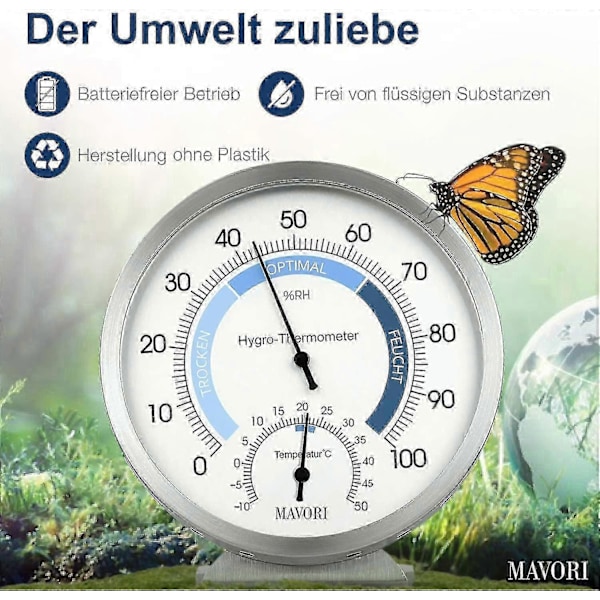 Analog Hygrometer Termometer för Inomhusbruk - Högkvalitativ Fuktmätare och Rumstermometer i Rostfritt Stål Kompatibel Med Pålitlig Och Komcomp LGL