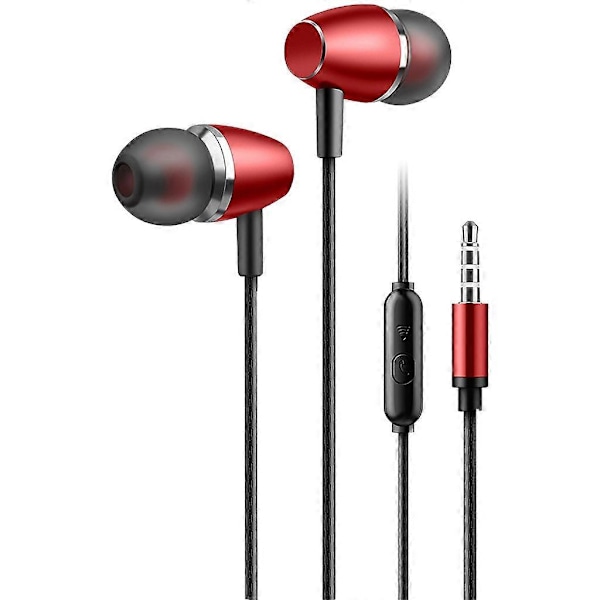 Sladdanslutna In-Ear Hörlurar med Inbyggd Mikrofon 3.5mm Hörlurar för Musik LGL Red