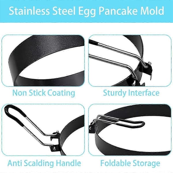 Stor 2-pak 8\" Omeletring til bageplade, 8 tommer omeletringe i rustfrit stål til bageplade, non-stick pandekageægring rund omeletring omelet P (LGL)