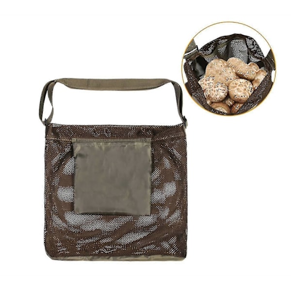 Soppjakt Foraging Bag, Mesh Pouch Innhøstingspose Sammenleggbar Fruktinnsamling Plukk Soppkurv - Utmerket (LGL) Khaki