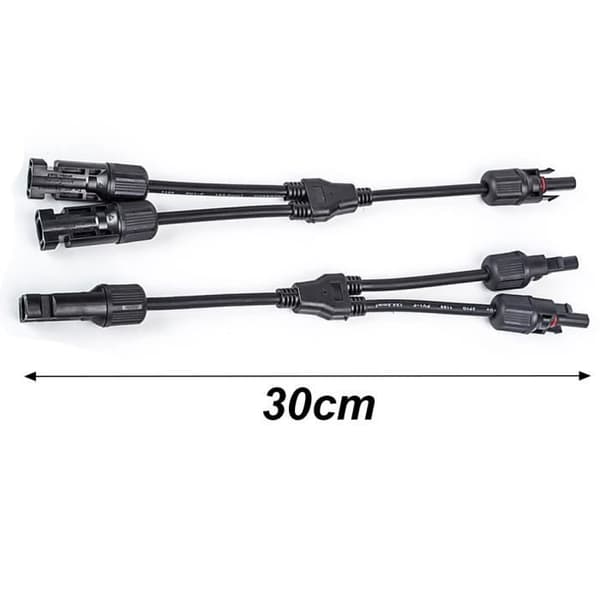 1 par \"Y\" kabel solcelleforbindere (1 til 2 ben) - MC4 vandtæt solcelleforbinder (FMY) Black