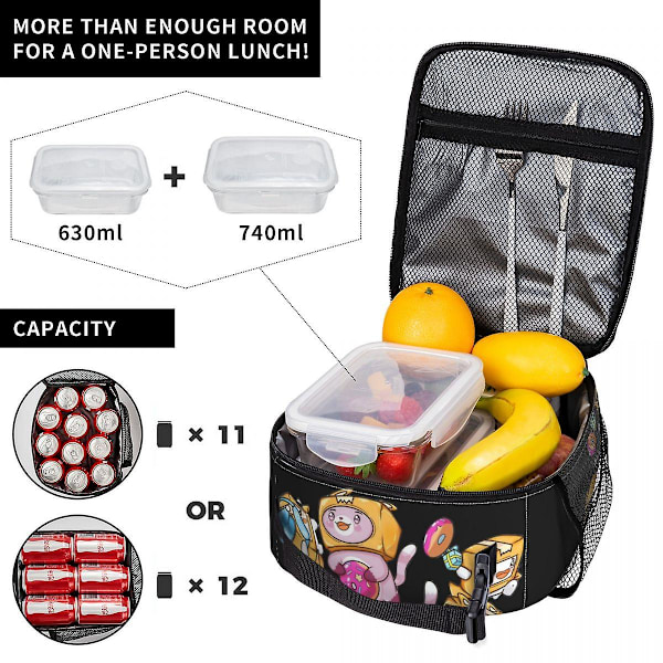Kawaii Lankybox Isolert Matpose Stor Tegneserie Matbeholder Kjølebag Tote Matboks Skole Piknik Mat Oppbevaringsposer LGL as the picture shows 26x21x11cm 10x8x4 In