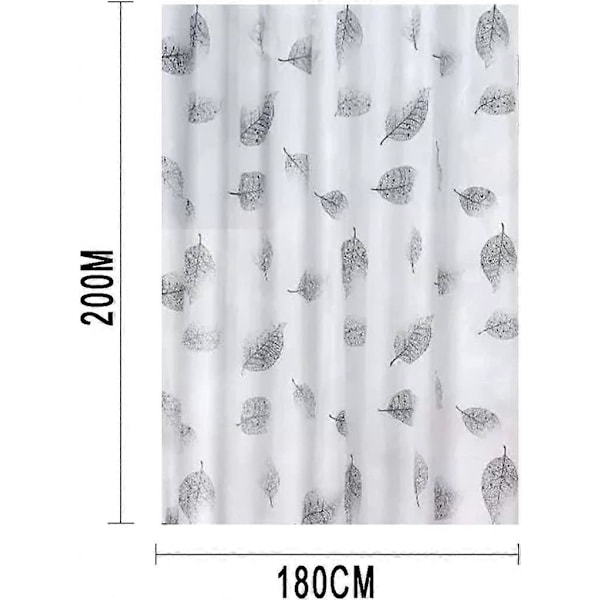 Bruseforhængsforing til badeværelse 180 x 200 cm 100% PEVA - Vandtæt, 3D-effekt, miljøvenligt design, rustfri øjer (LGL)