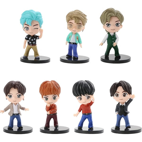 7-pack BTS tårtdekorationer figur, PVC-modell leksaker söta Bangtan Boys grupper A.R.M.Y actionfigurer dockor present till flickor - -