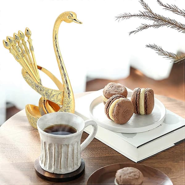 Kaffesked, serveringssked för dessert av zinklegering (Guld) (LGL)