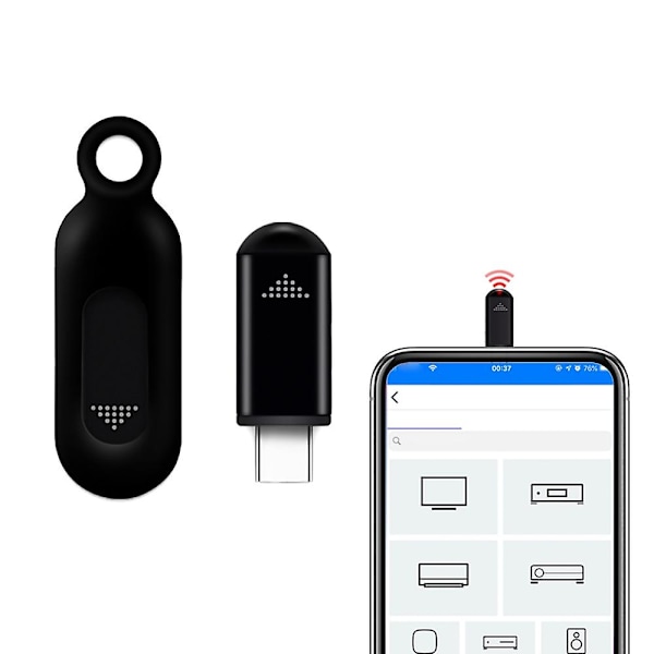 Trådlös Smarttelefon Infraröd Sändare Universell Mini Fjärrkontroll med Typ-C Anslutning Rep LGL Black