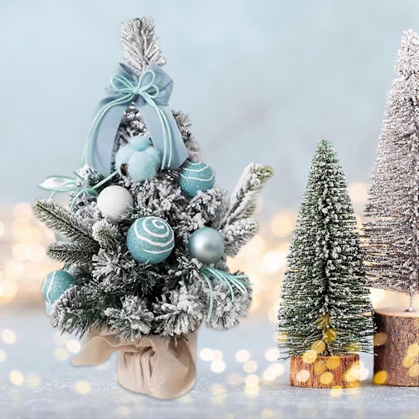 Snövit Mini Julgran för Festlig Heminredning, Blå 40cm (LGL)