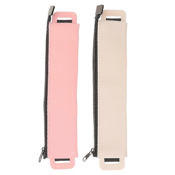2 st Mode Läder Pennhållare Kreativ Pennväska Vintage Pennfodral Skyddande Pennförvaringspåse (khaki+ Rosa) (LGL)