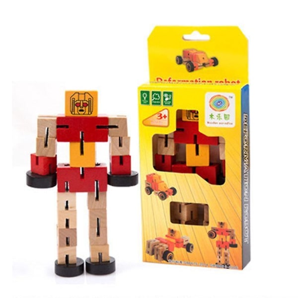 Kvalitet Høy Barn Kult deformerbart treleketøy Magic Cube Robotbil i tre Mennesker bytter leketøy tilfeldig farge[GL]
