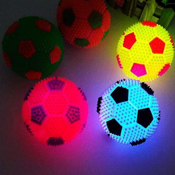 Farfi Kids LED Lys Hoppende Ball Blinkende Fotball Glødende Fotball Kvitrende Lyd Leke Random Color 10cm