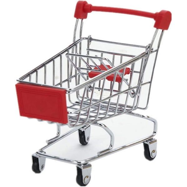 Katea Mini Supermarket Handcart 4-pack Supermarket Handcart Shopping Utility Cart Mode Storage Toy (rosa, gul, röd, blå) [LGL]