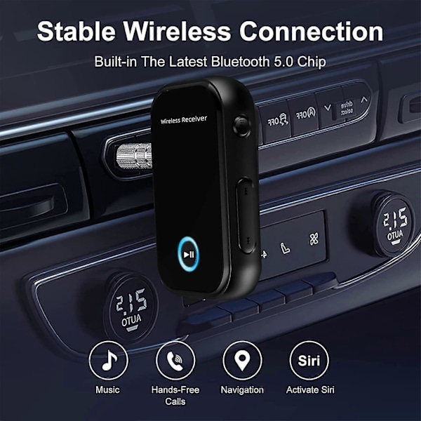 Bluetooth 5.0 Mottaker Bil Bluetooth Adapter 3.5mm for Bil/Hjem Stereo/Kablet Høyttaler/Hodetelefon (LGL)