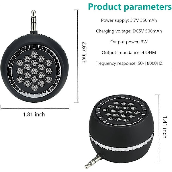 Bärbar Högtalare, Mini Mobiltelefonhögtalare med 3,5 mm AUX-ljudgränssnitt i Micro USB-port Klar Bas (LGL)
