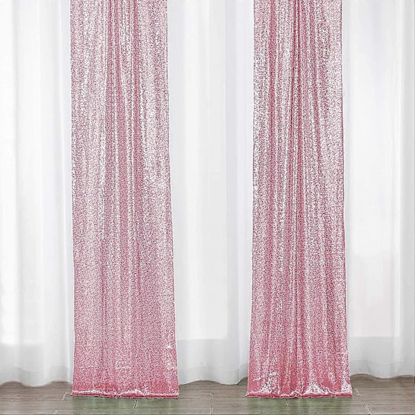 8,5 m - 2 st Ljusrosa Paljettbakgrund Draperier Paneler, Fotobakgrund Glittergardiner (LGL)