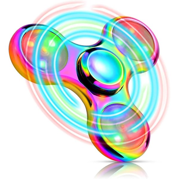 Metal LED Lysende Fidget Spinner - Festgave Med Rigeligt Lysshow - Angstlindrende Sensoriske Legetøj til Børn og Voksne[GL] iridescent