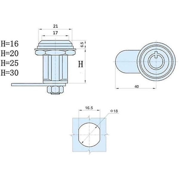 Allotubular-lukko Securitdrawer-oven sylinteri postilaatikko työkalulaatikko lukko 2 avaimella (LGL)
