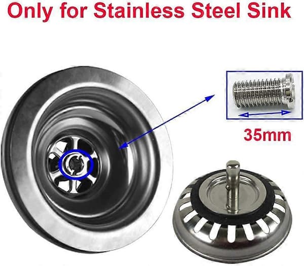 Vaskeafløb uden overløb, rustfri stålkurv 114 mm 1\", rustfrit stål + ABS, afløb + kurv (LGL)