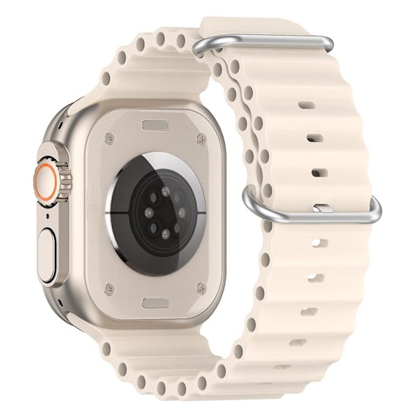 Ocean Silikon Armband för Apple Watch Ultra 49mm/Series 8&7 45mm/SE 2&6&SE&5&4 44mm LGL Starlight