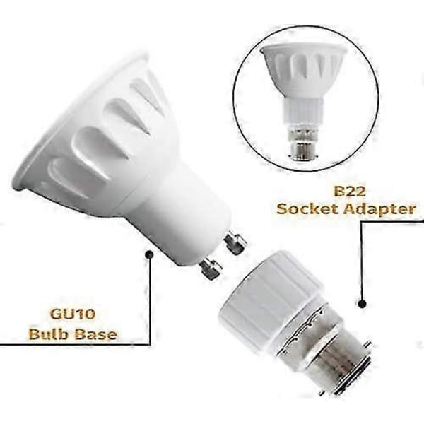 B22 till GU10 Lampfot Konverterare, Glödlampssockel Adapter, Värmebeständig Kontakt, 500W Max Watt, Upp till 220 Grader - 2-pack (LGL)