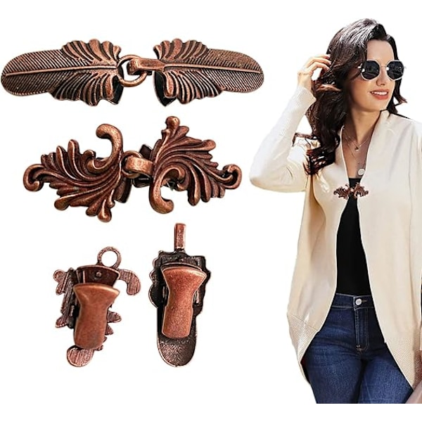 2 stk. Vintage Sweater Tørklæde Clips Retro Swirl Cardigan Cape Nål An (LGL)