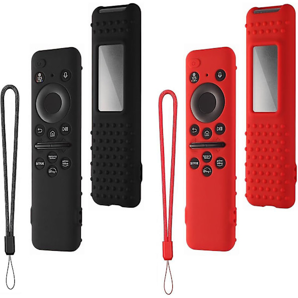 (Röd + Svart)Fodral för Samsung Fjärrkontroll 2023: Kompatibel med TM2360E / TM2361E BN59-01432A / 01432J Smart TV Solcell Fjärrkontroll Stöttålig