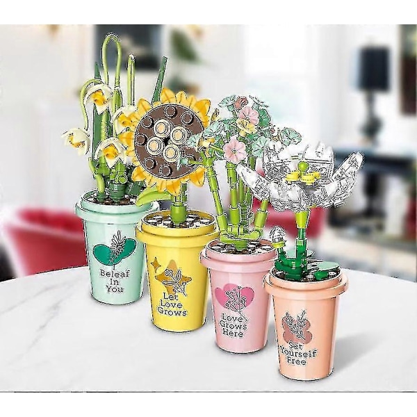 Mors Dags Gave Blomsterbuket Byggesæt Plante Serie Pottede Byggeklodser Legetøj Gave Niuniu LGL A