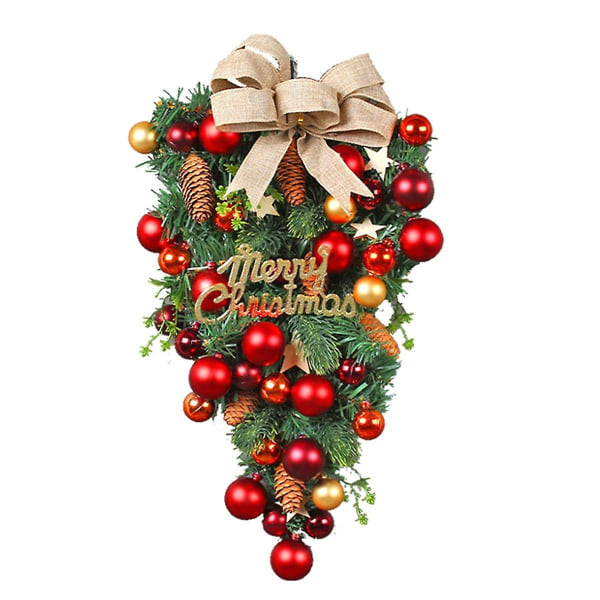 Julkrans dekorativ hängande prydnad Jul konstgjord kransdekoration för ytterdörr, vägg, öppen spis
