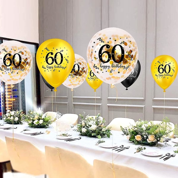 60-årsdag Ballonger 30 stk, 12 Tommers Ballonger Latex Konfetti Ballonger, 60-års Jubileumsfest Dekor Rekvisita