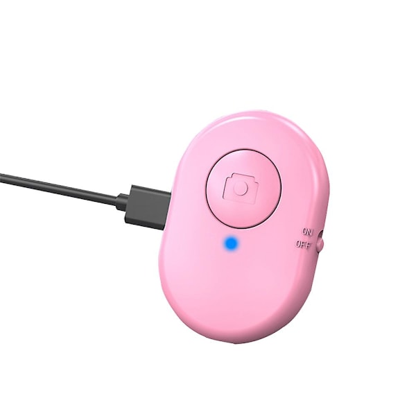 Ladattava langaton Bluetooth-kaukosäädin kameran sulkimelle iPhonelle ja Samsungille [GGL] pink with charging cable