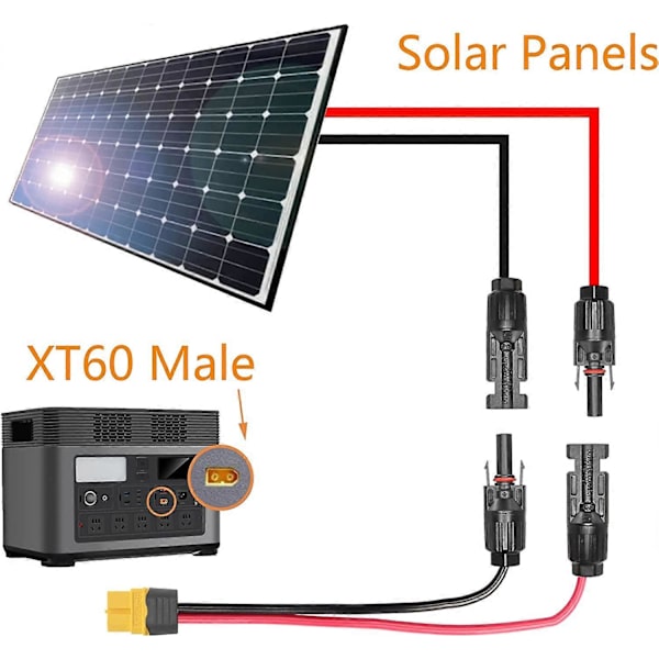 12 AWG Solpanelkabel till XT60 Hona, Bärbar Kraftstation, Lipo Batteri 60cm (LGL)