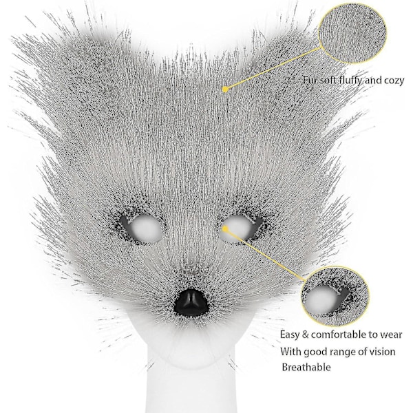 Fuskpäls Rävsvans Katt Varg Cosplay Kostymset Plysch Mask Fluffiga Vantar Handskar Halloween Jul LGL Dark Gray