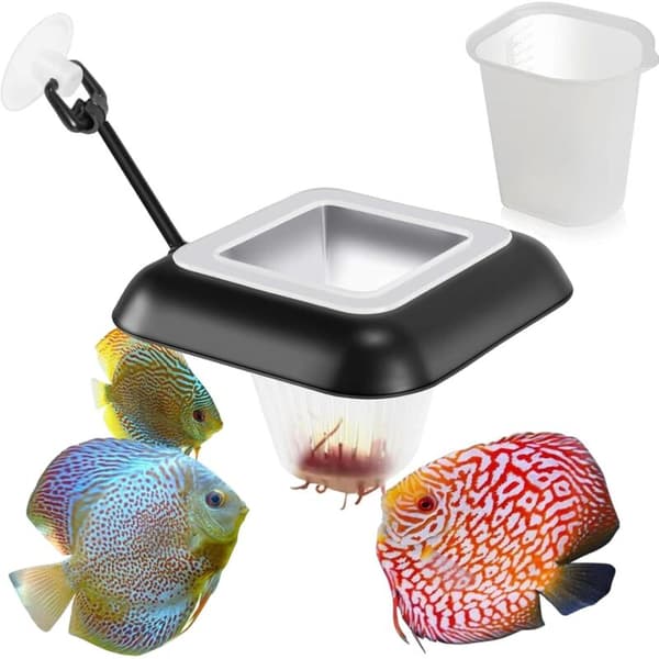 3-i-1 Flydende Akvariering Kegle Fiskefoderdispenser Fiskefoderdispenser Akvarietilbehør til Guldfisk, Cichlider, Guppyer sæt med 2 (LGL)