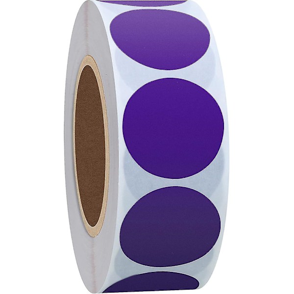 1 000 itseliimautuvaa pyöreää luonnonpaperitarraa, violetti 2,5 cm-yu (LGL)